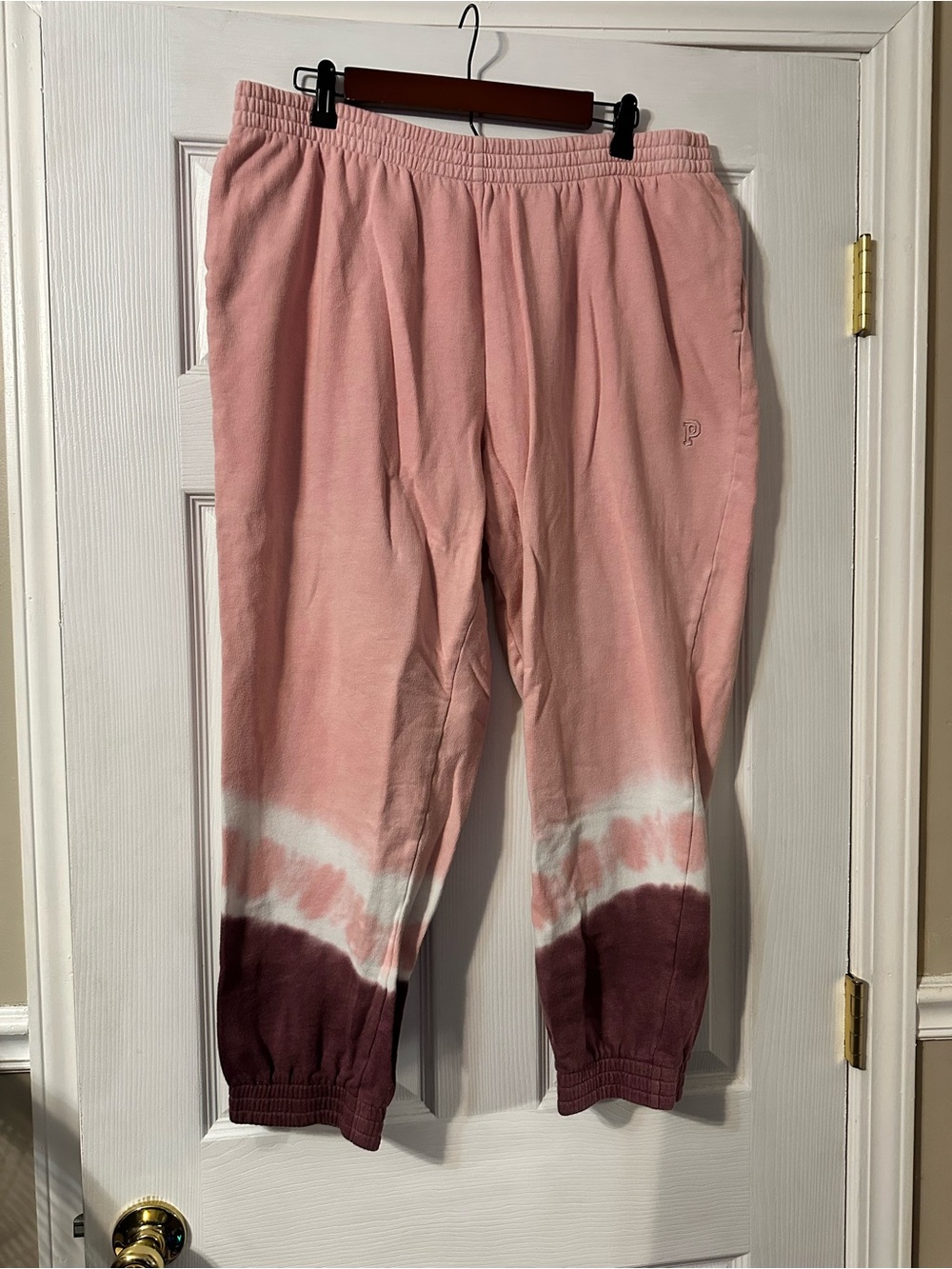 PINK Victoria's Secret Pink & Burgundy Tie-Dye Sweatpants